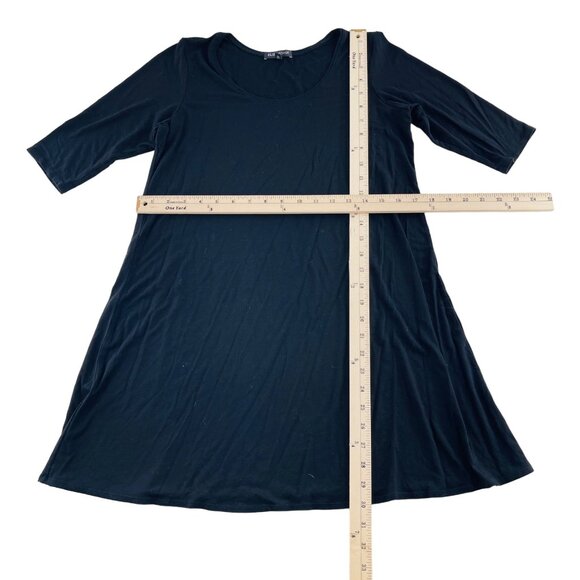 Eileen Fisher Black A-Line Tunic Blouse With 3/4 Sleeves Size Small Stretch Knit - Picture 3 of 5